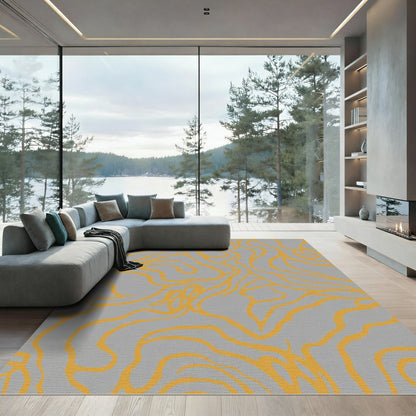 Grey Amber Abstract Organic Swirl Rug