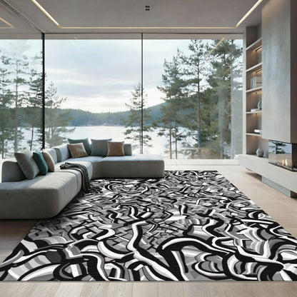 Monochromatic Abstract Jumble Rug