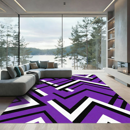 Vibrant Purple Geometric Chevron Rug