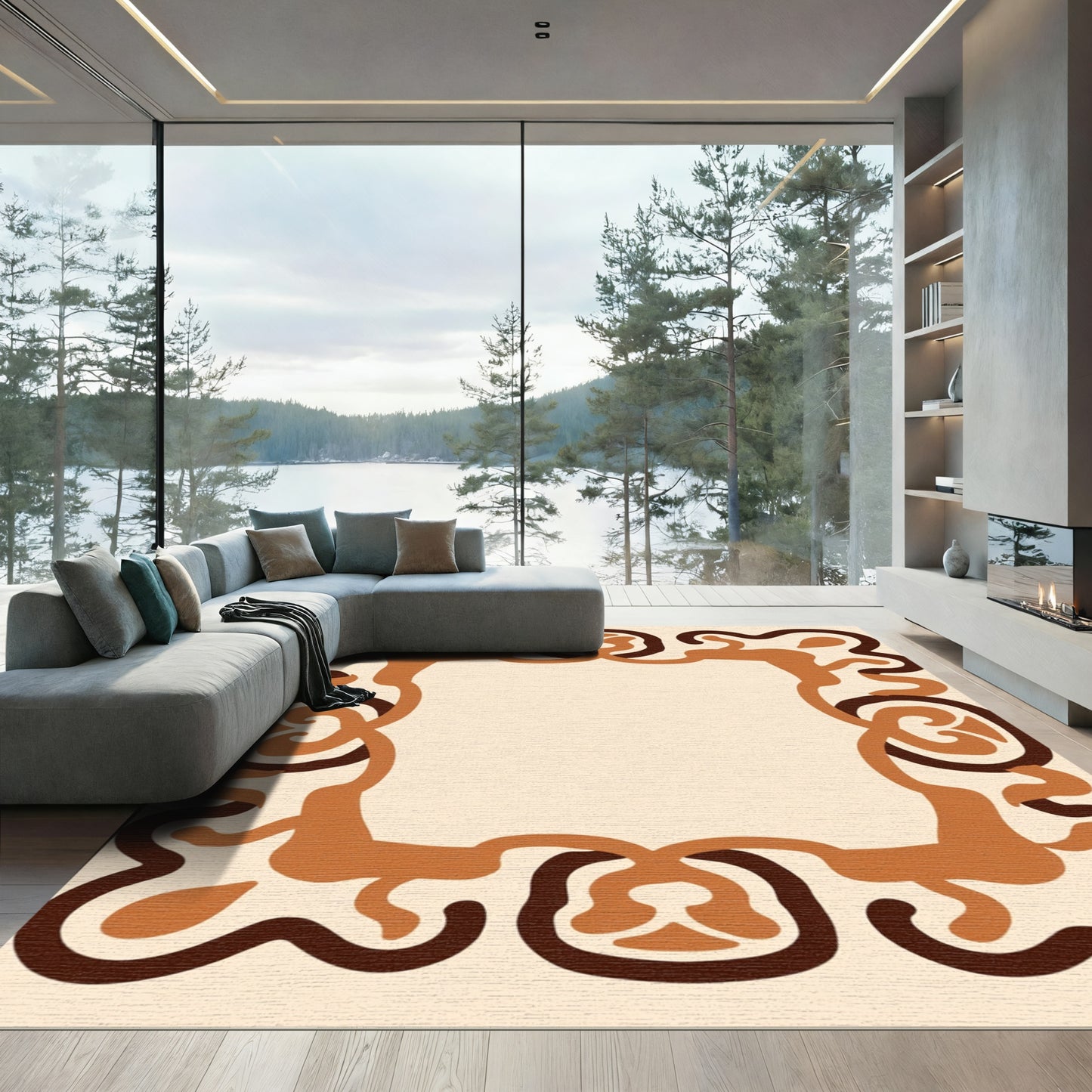 Earthy Abstract Frame Organic Curiosities Rug