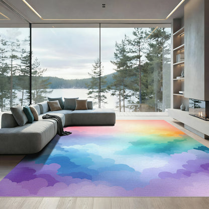 Dreamy Rainbow Cloudscape Vista Rug