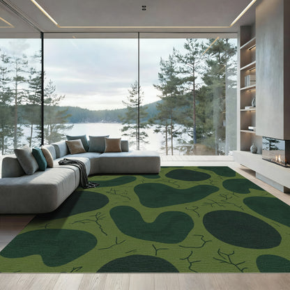 Green Organic Camouflage Abstract Rug