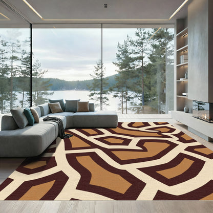 Brown Beige Abstract Organic Shapes Rug