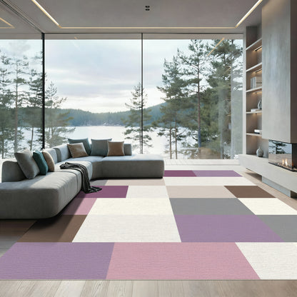 Harmonious Lavender Taupe Geometric Blocks Rug