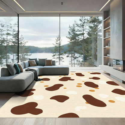 Cream Brown Spots Whimsical Mix Rug