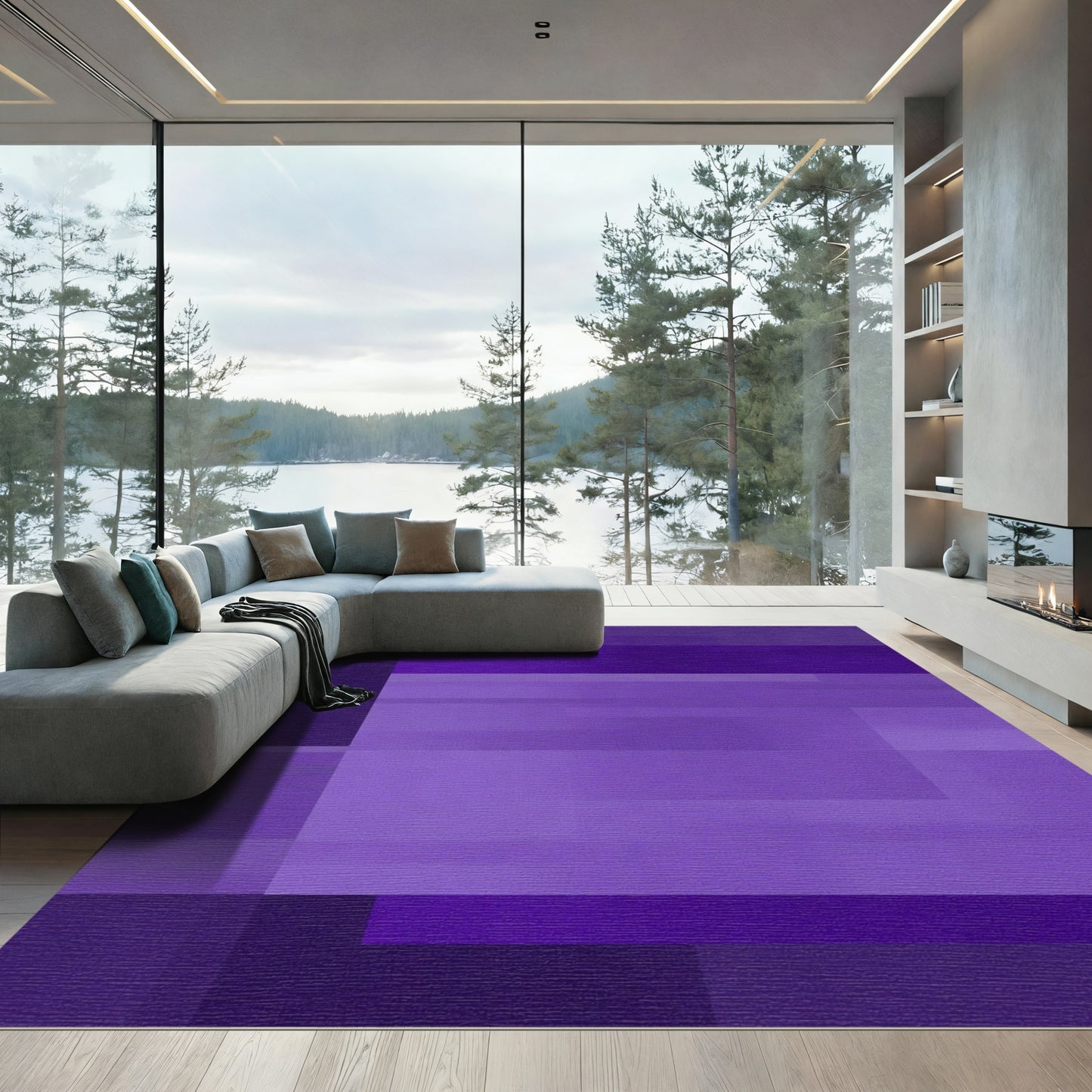 Modern Purple Abstract Geometric Rug