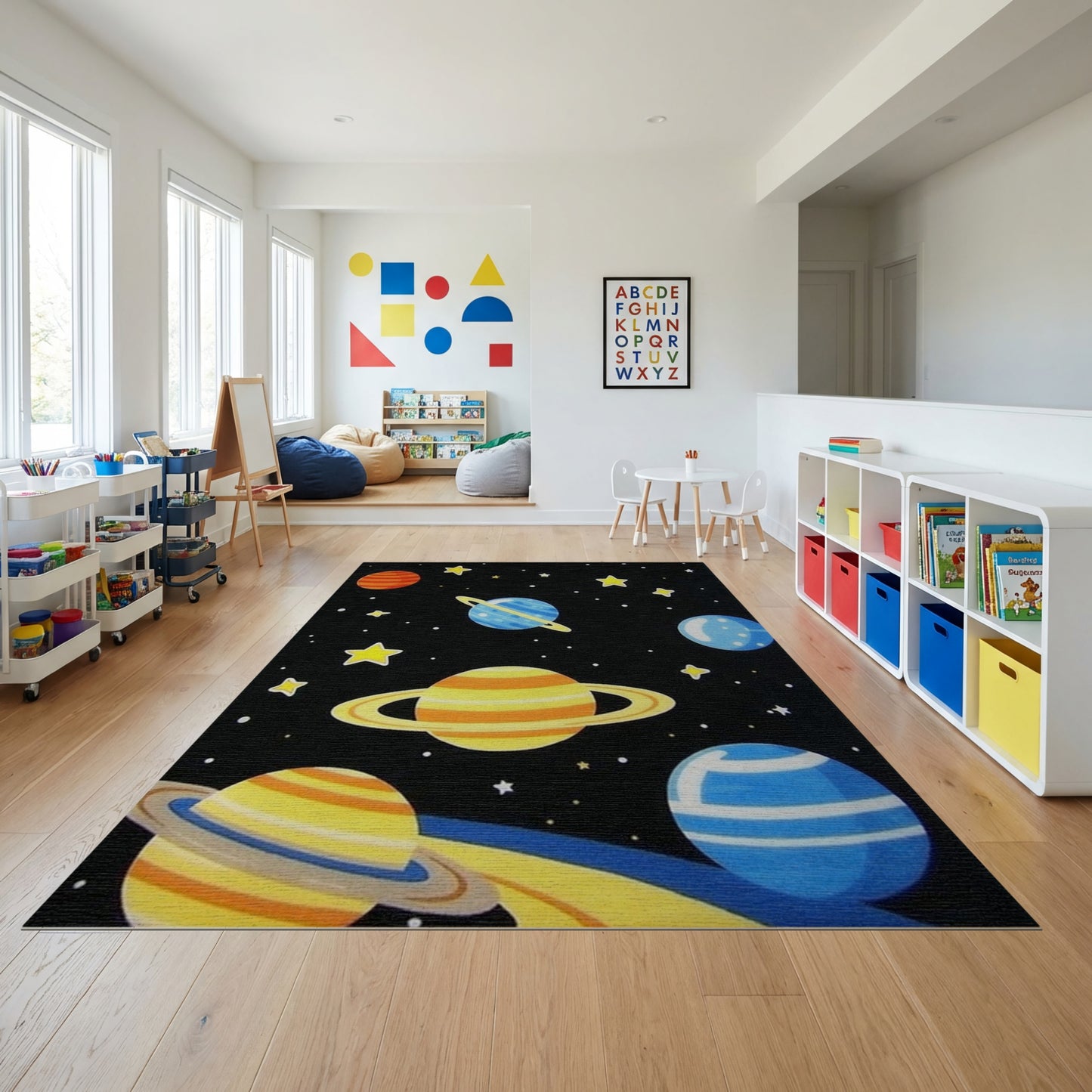 Vibrant Cosmic Planets Stars Rug