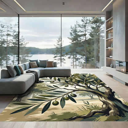 Olive Tree Branch Artwork Rug