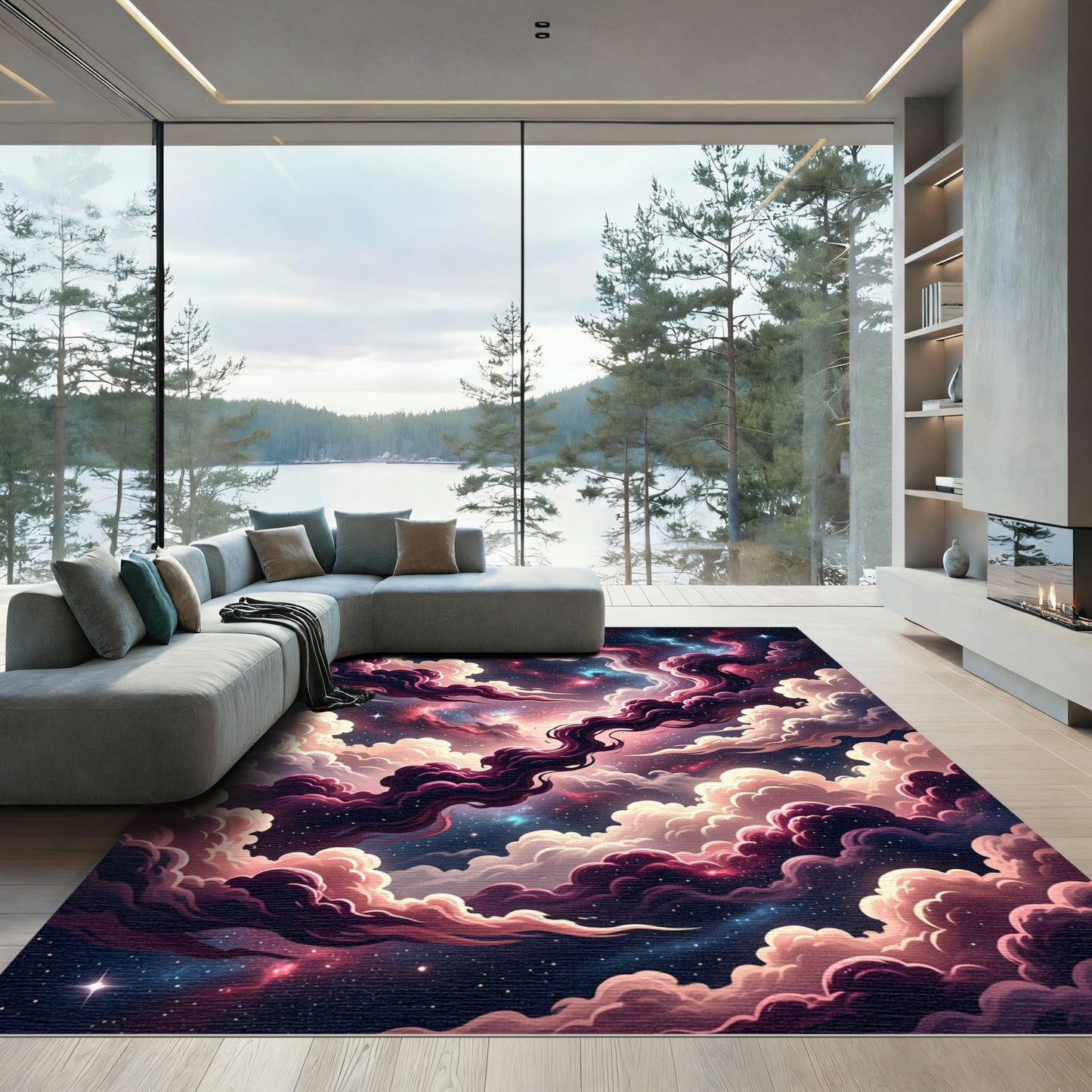 Cosmic Nebula Swirl Cloudscape Rug