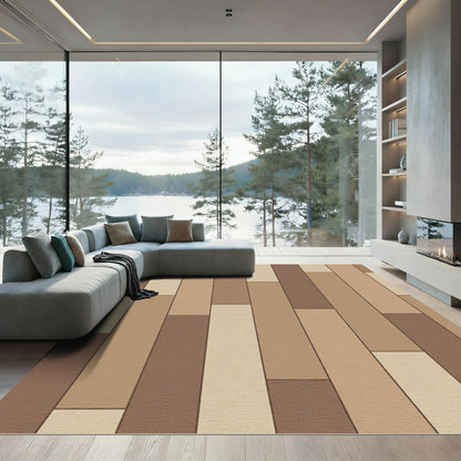 Natural Bark Wood Plank Arrangement Rug