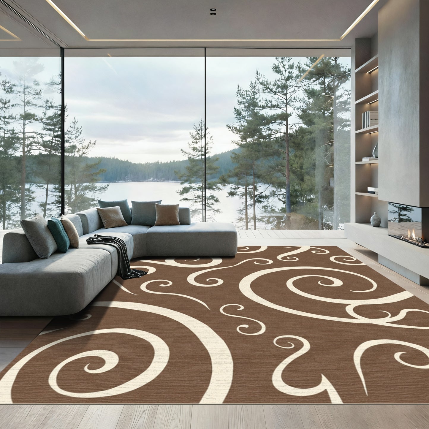Rich Brown Cream Swirl Harmony Rug