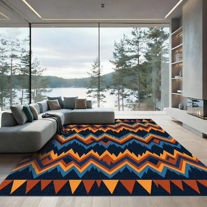 Vibrant Geometric Chevron Earth Tone Area Rug
