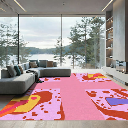 Pink Abstract Swirl Organic Forms Rug