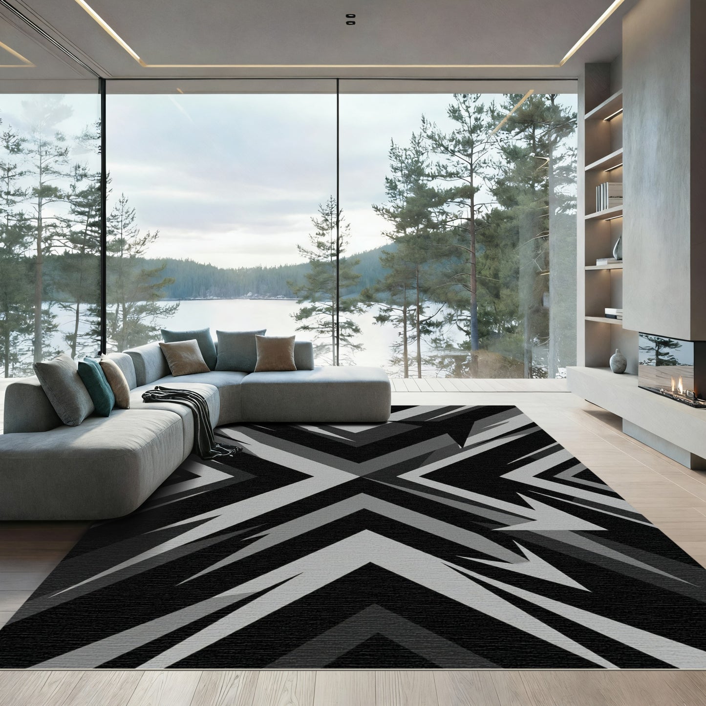 Monochromatic Jagged Arrow Composition Rug