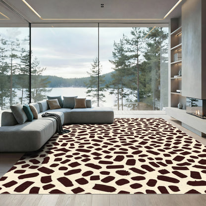 Creamy Brown Scattered Brush Strokes Rug