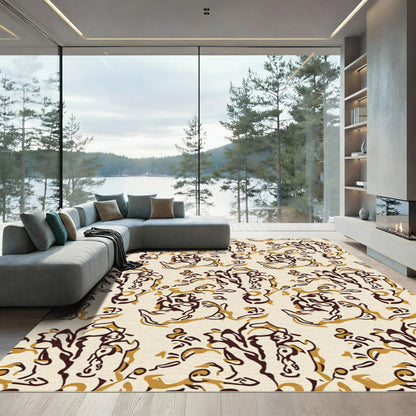 Abstract Brown and Gold Vintage Elements Rug