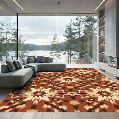 Earthy Geometric Starburst Medallion Rug