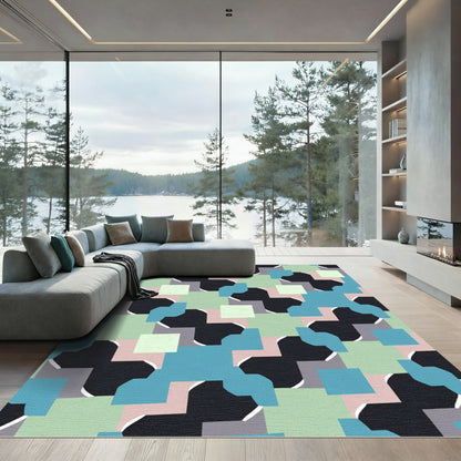 Geometric Pastel Shapes Abstract Composition Rug
