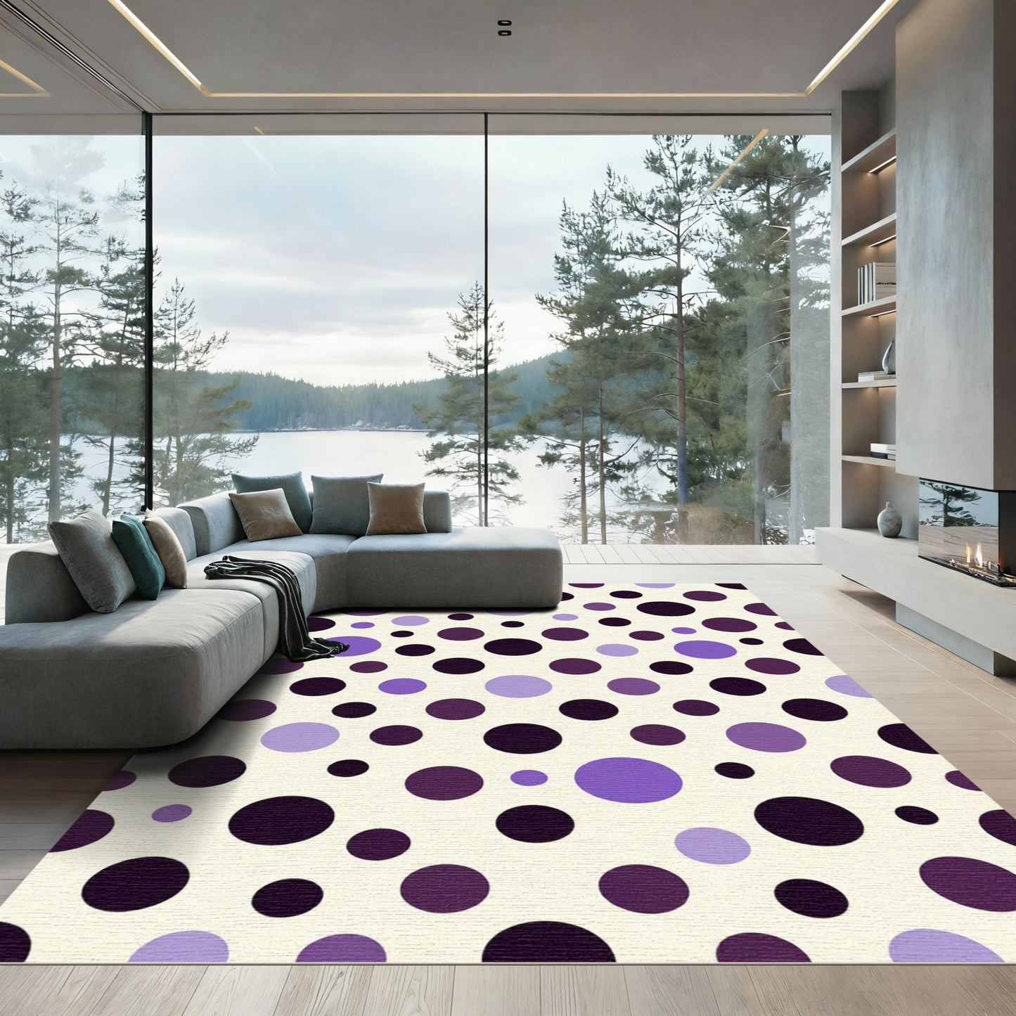 Amethyst Purple Polka Dot Rounds Rug
