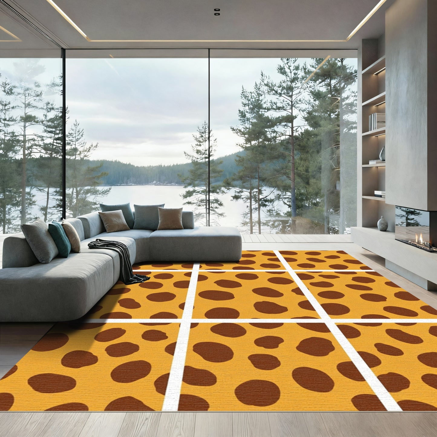 Golden Brown Irregular Spots Rug