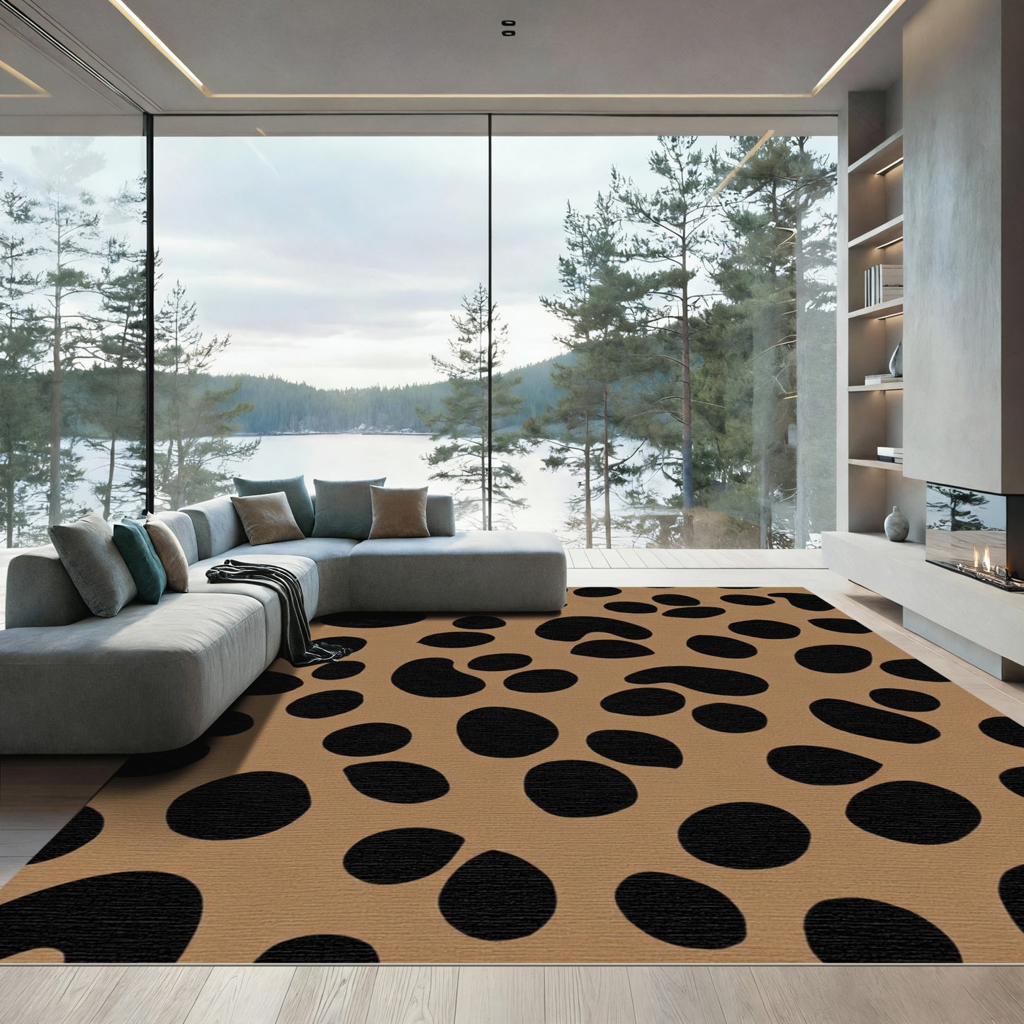 Brown Black Organic Spots Rug