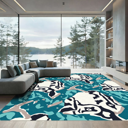 Jaguar Abstract Teal Camouflage Rug