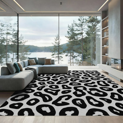 Black Gray Animal Print Spots Rug