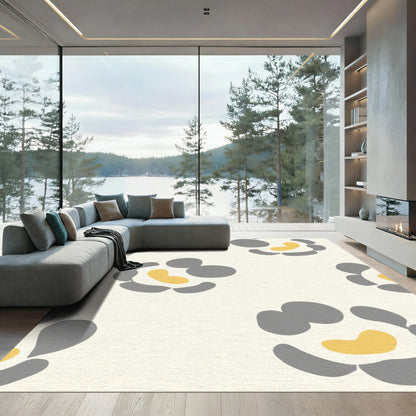 Contemporary Gold Gray Abstract Floral Rug