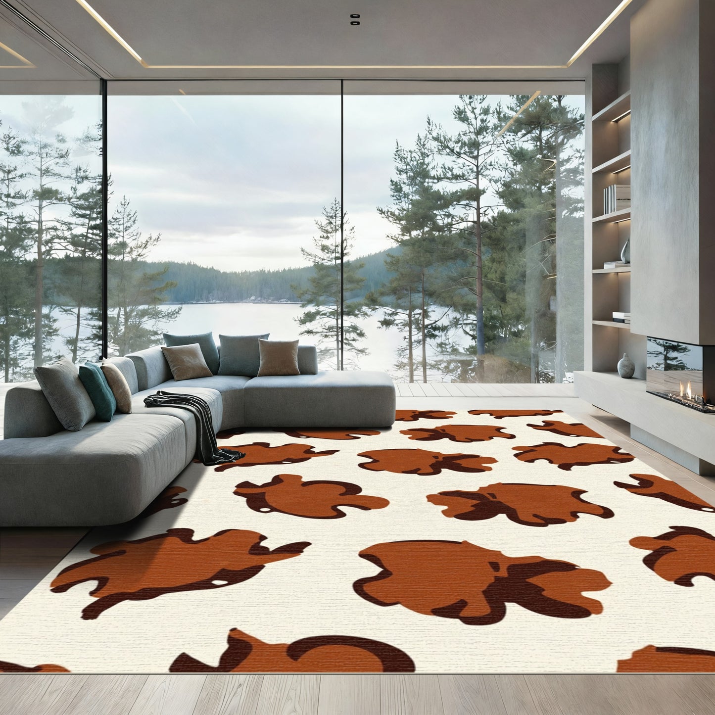 Chunky Brown Contemporary Organic Shapes Rug