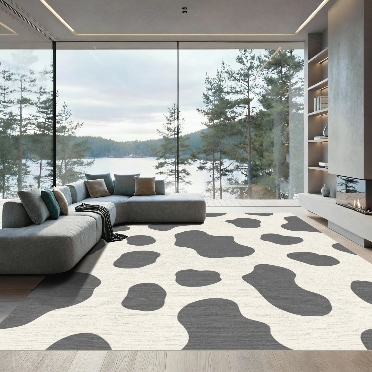 Gray Black Spotty Hide Pattern Rug