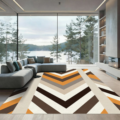 Retro Orange Brown Chevron Stripes Rug