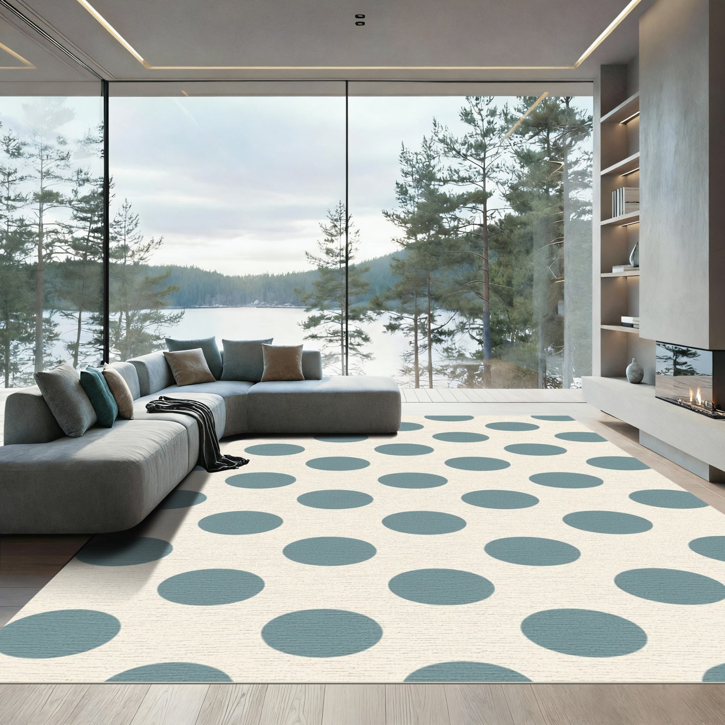 Aqua Polka Dot Classic Repeat Rug