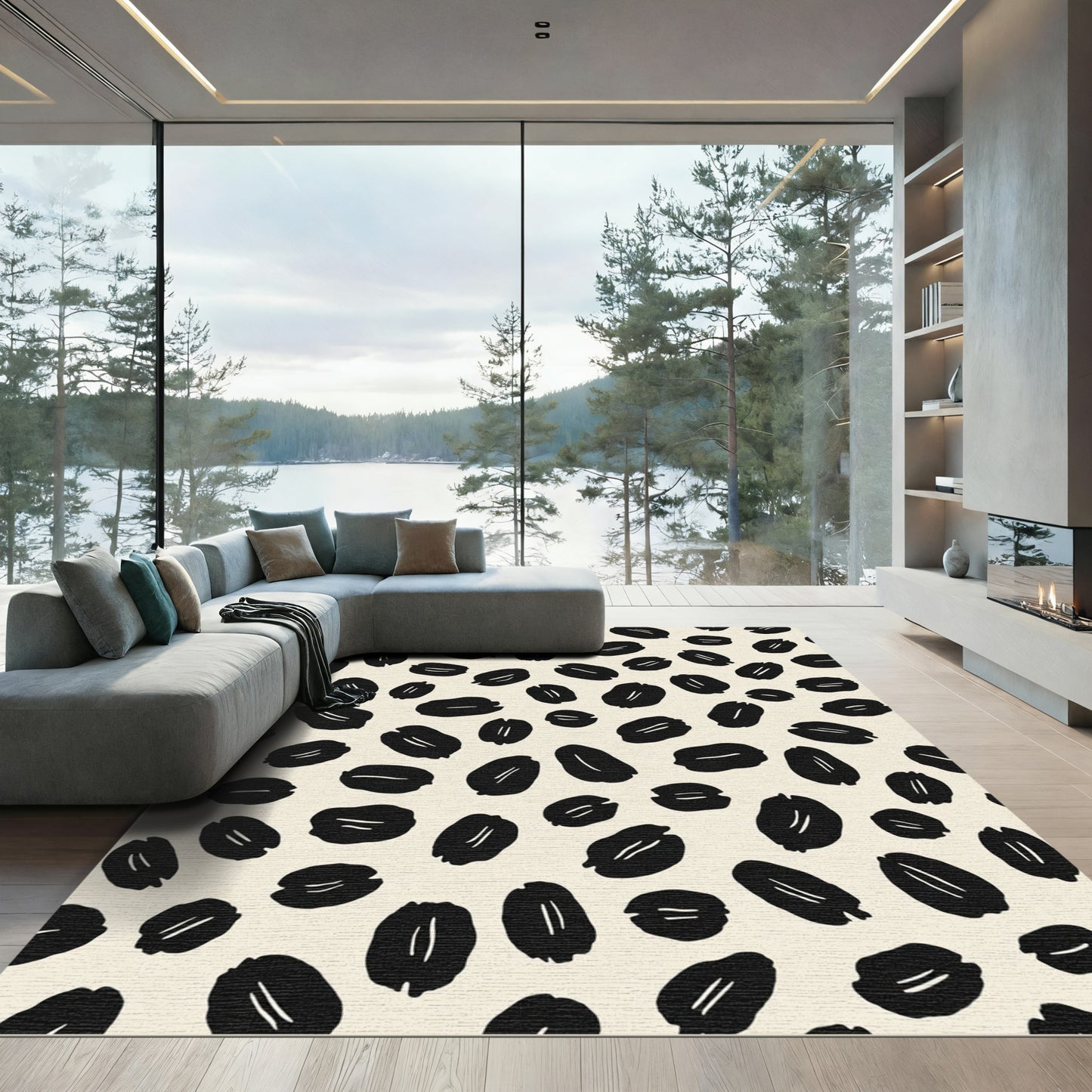 Creamy Black Bean Scatter Rug