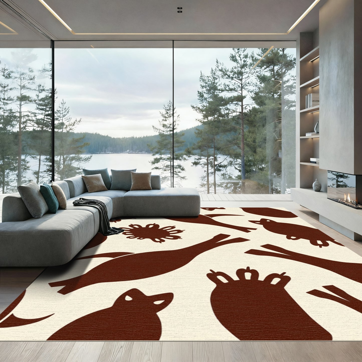 Brown Organic Shape Scatter Rug