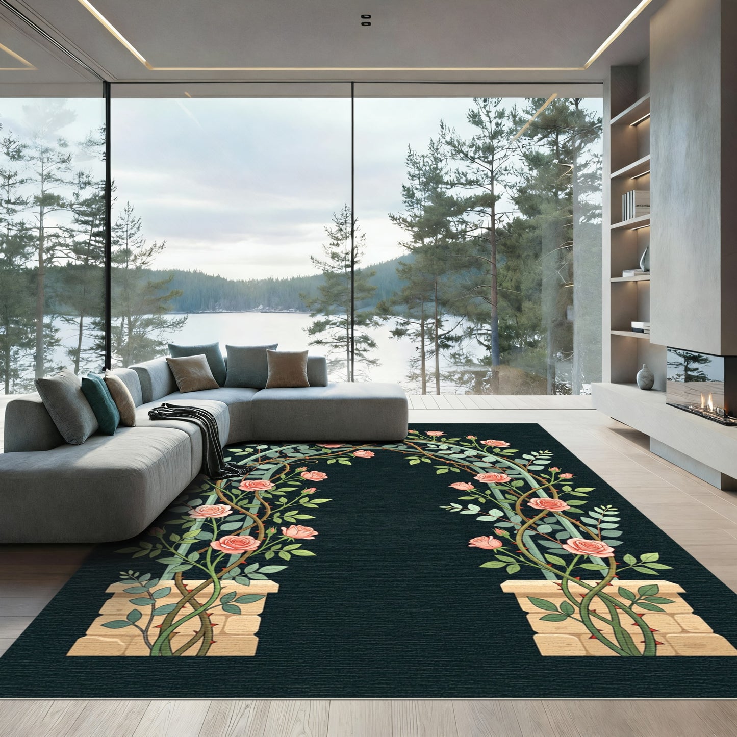 Blush Pink Rose Garden Arch Rug