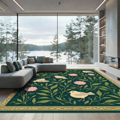 Charming Avian Floral Garden Rug