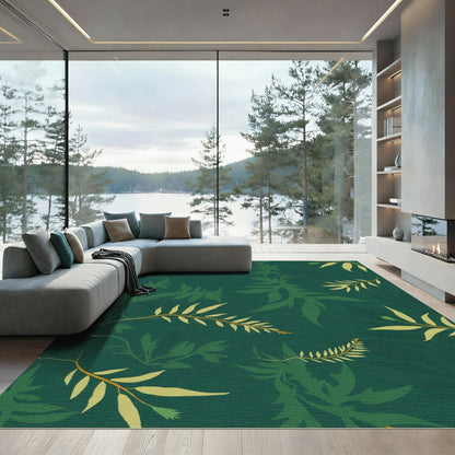 Deep Emerald Foliage Botanical Whimsy Rug
