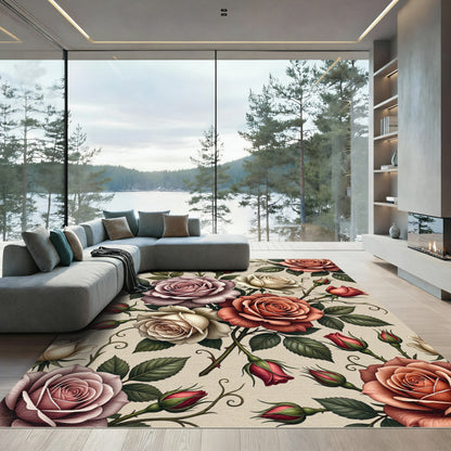 Vintage Rose Garden Bouquet Rug