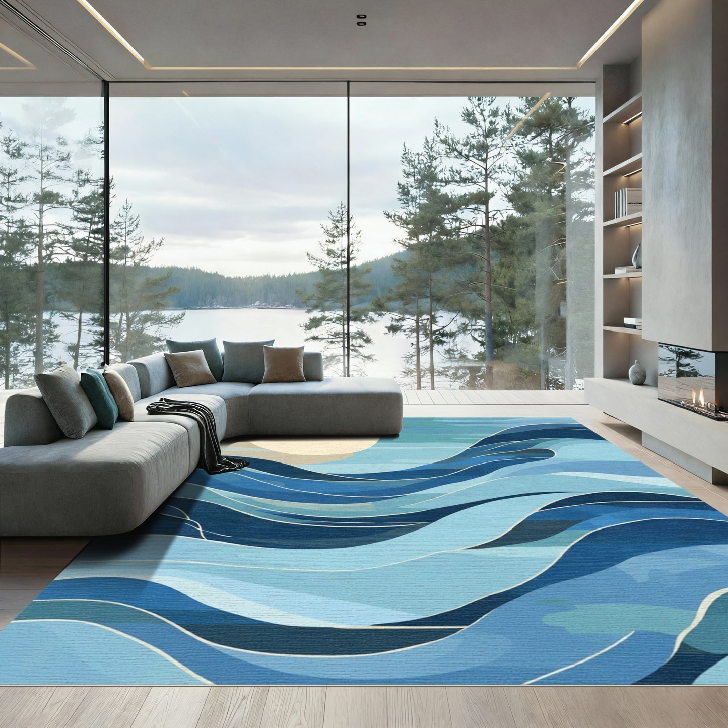 Oceanic Horizon Sun Wave Rug