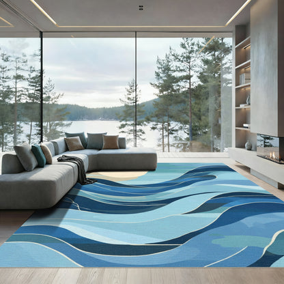 Oceanic Horizon Sun Wave Rug