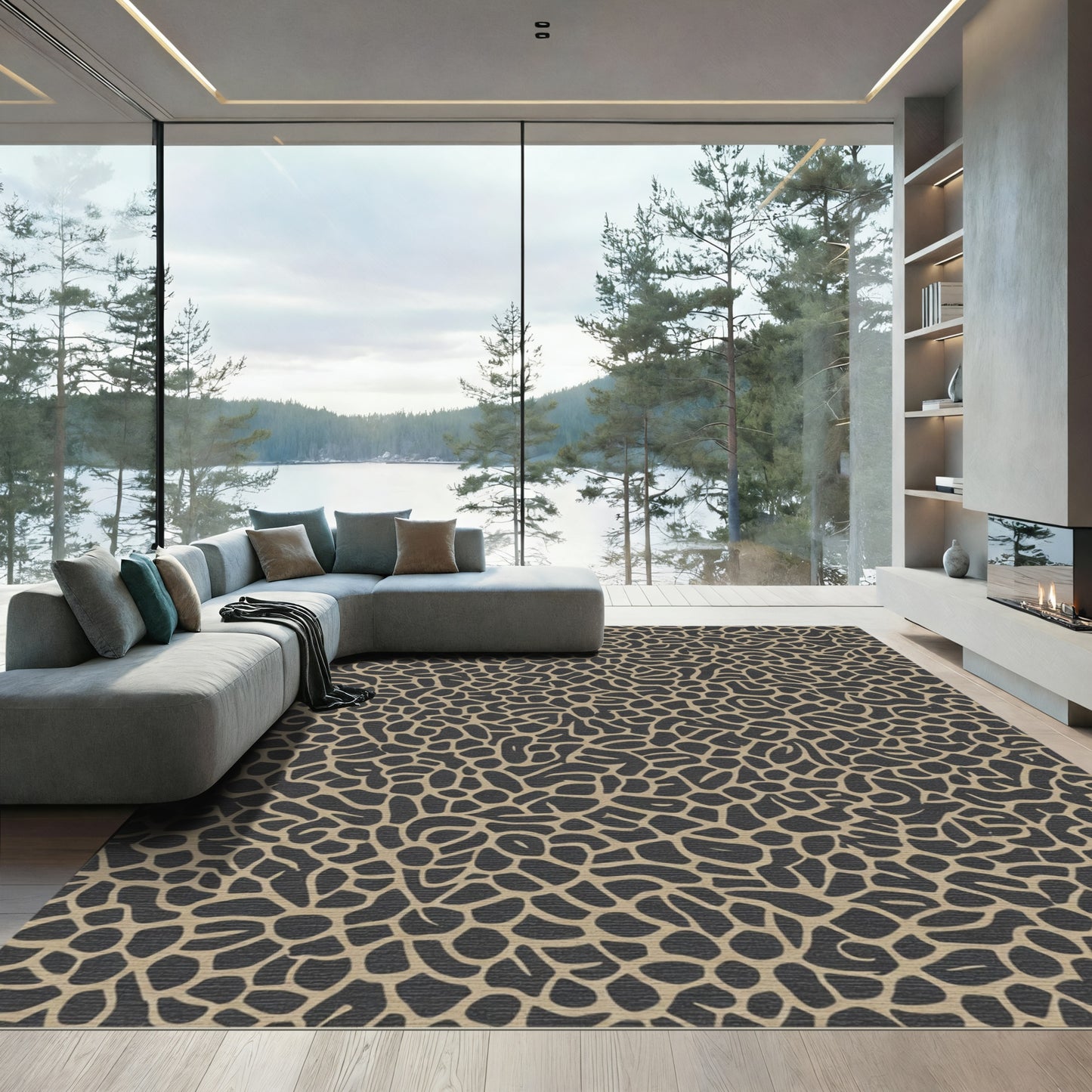 Tan Organic Amorphous Cluster Rug