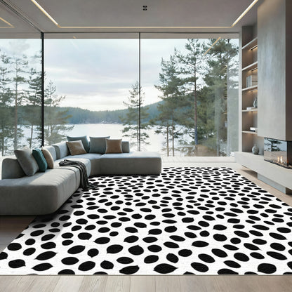 Scattered Black Oval Modern Rug