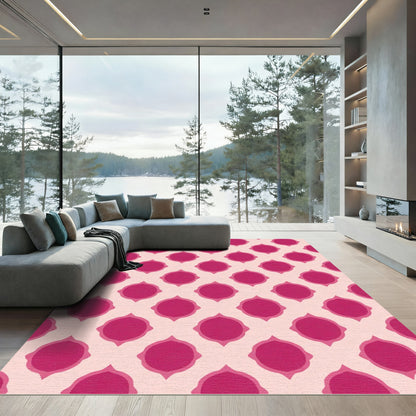 Fuchsia Pink Geometric quatrefoil Medallion Rug