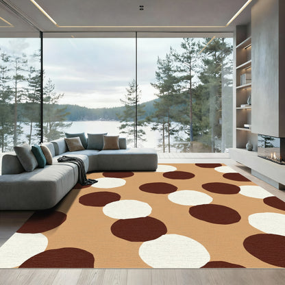 Brown White Scattered Dot Composition Rug