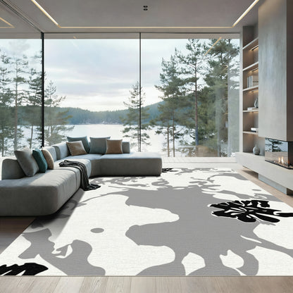 Monochromatic Organic Abstract Blooms Rug