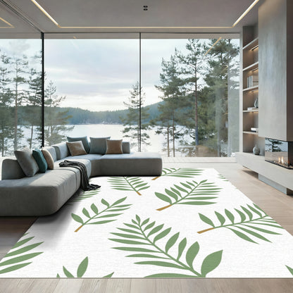 Green Leafy Branches Repeating Pattern Rug