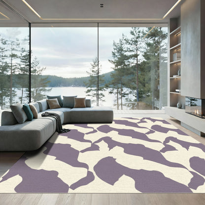 Cream Lilac Organic Interlocking Blocks Rug
