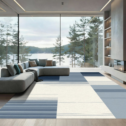 Cool Tones Abstract Stripe Collage Rug