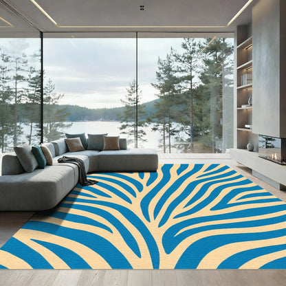 Bold Blue Wavy Stripe Rug