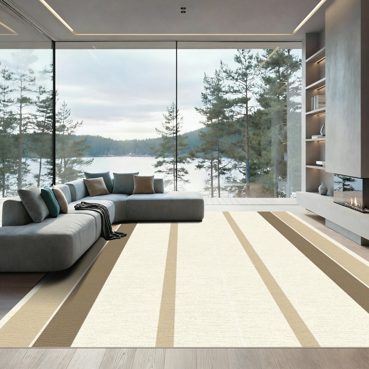 Earthy Neutral Vertical Stripe Rug